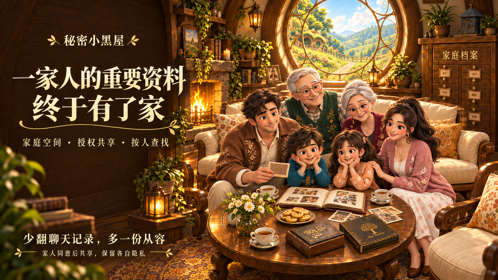 秘密小黑屋家庭空间宣传图:一家人的重要资料终于有了家